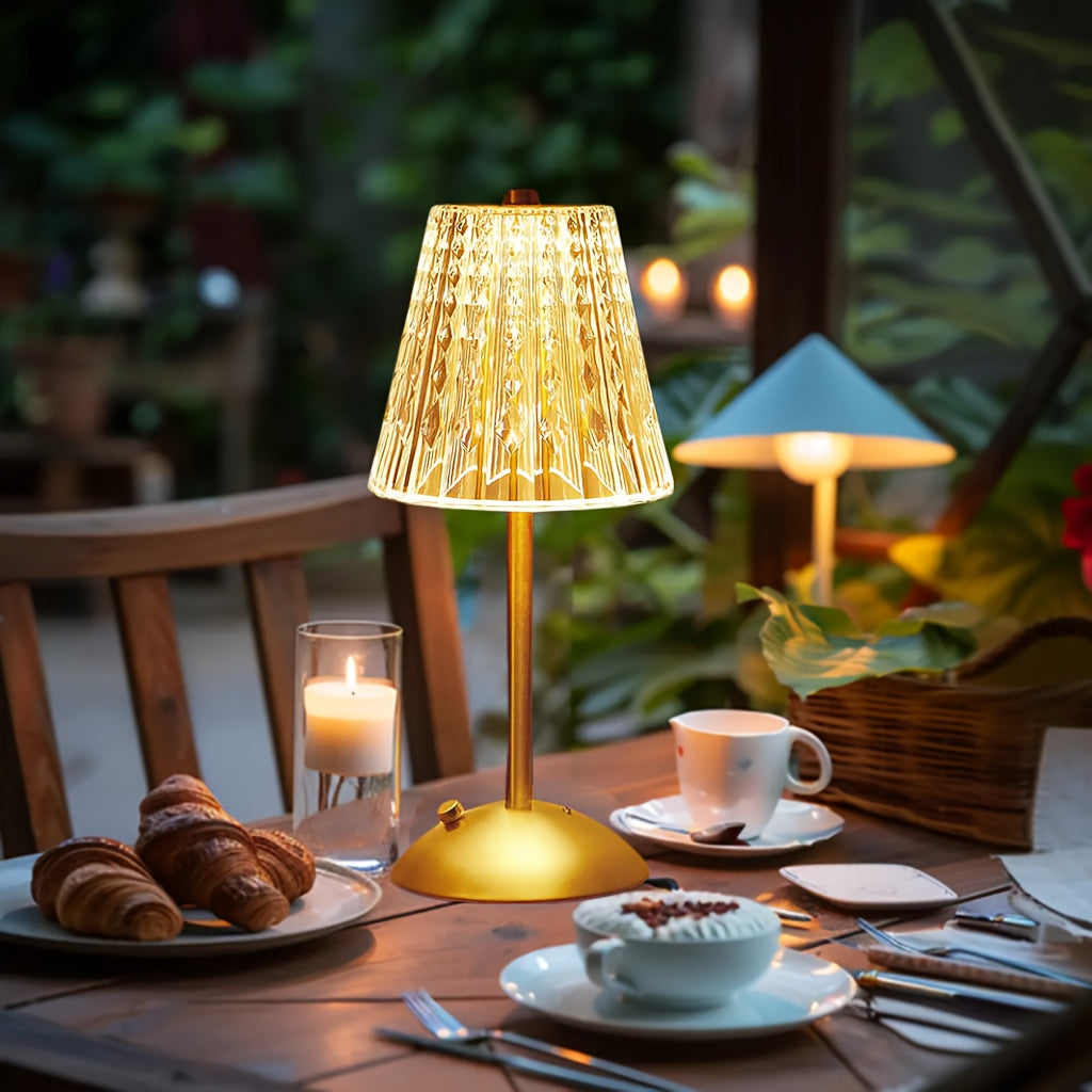 Lampe à poser en cristal | Rechargeable USB, 3 teintes