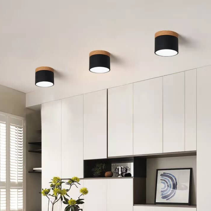 Plafonnier LED scandinave Macaron | Bois naturel, 7 coloris