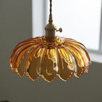 Suspension fleur vintage | Verre coloré et laiton, Ø 25 cm