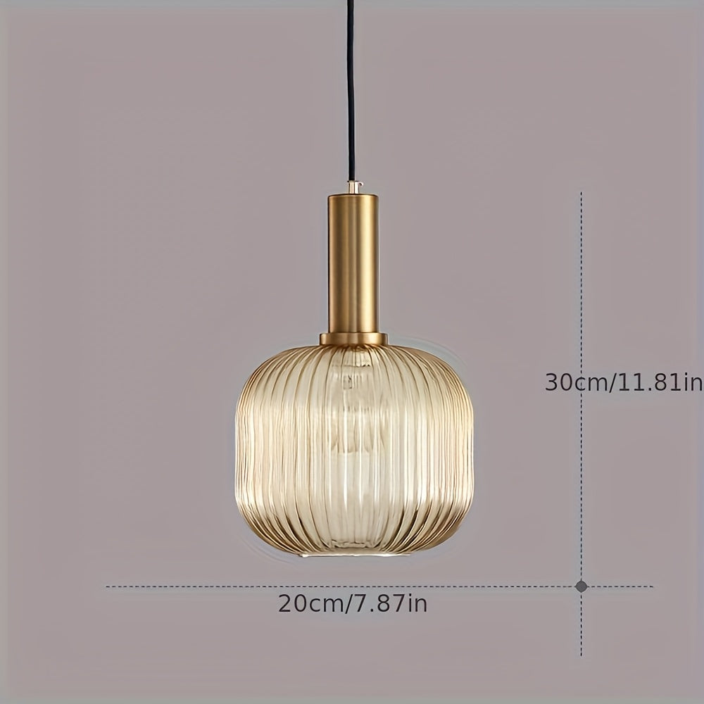 Suspension en verre strié | Laiton poli, 20 × 30 cm