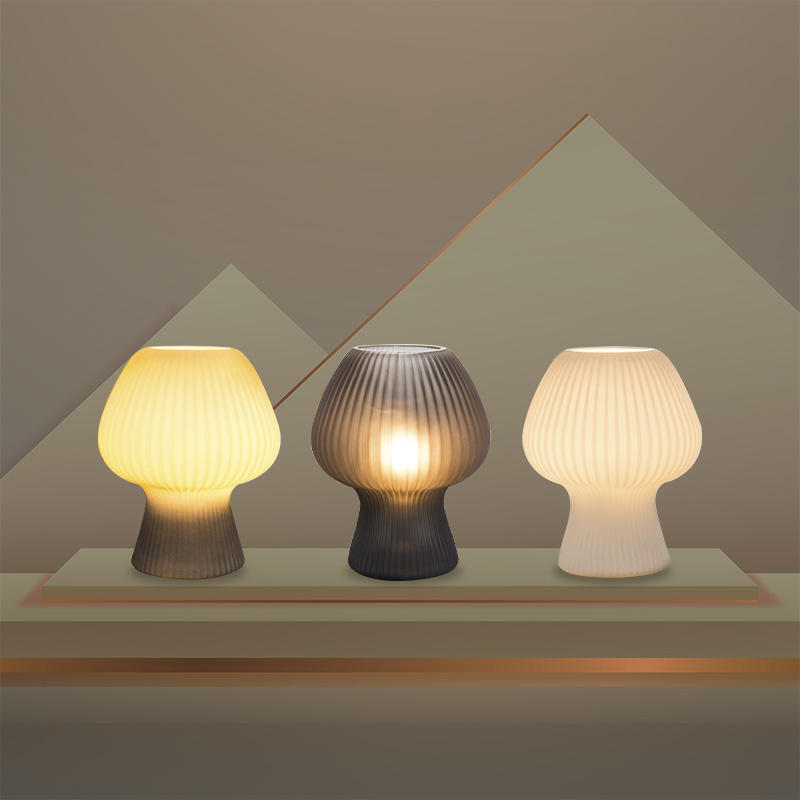 Lampe de chevet champignon | Verre nervuré vintage