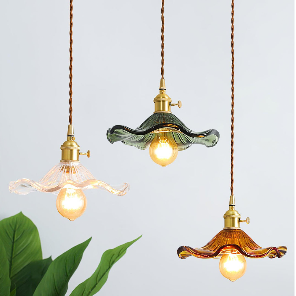 Suspension en verre fleur | Abat-jour Ø25 cm, 3 coloris
