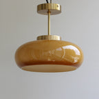 Plafonnier vintage verre ambré | Semi-encastré 28 cm