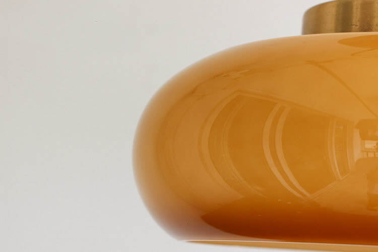 Plafonnier vintage verre ambré | Semi-encastré 28 cm