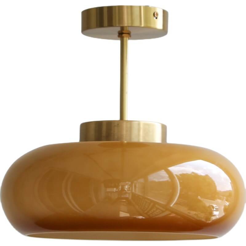 Plafonnier vintage verre ambré | Semi-encastré 28 cm