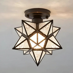 Plafonnier LED Xelio | Étoile géométrique en métal et verre