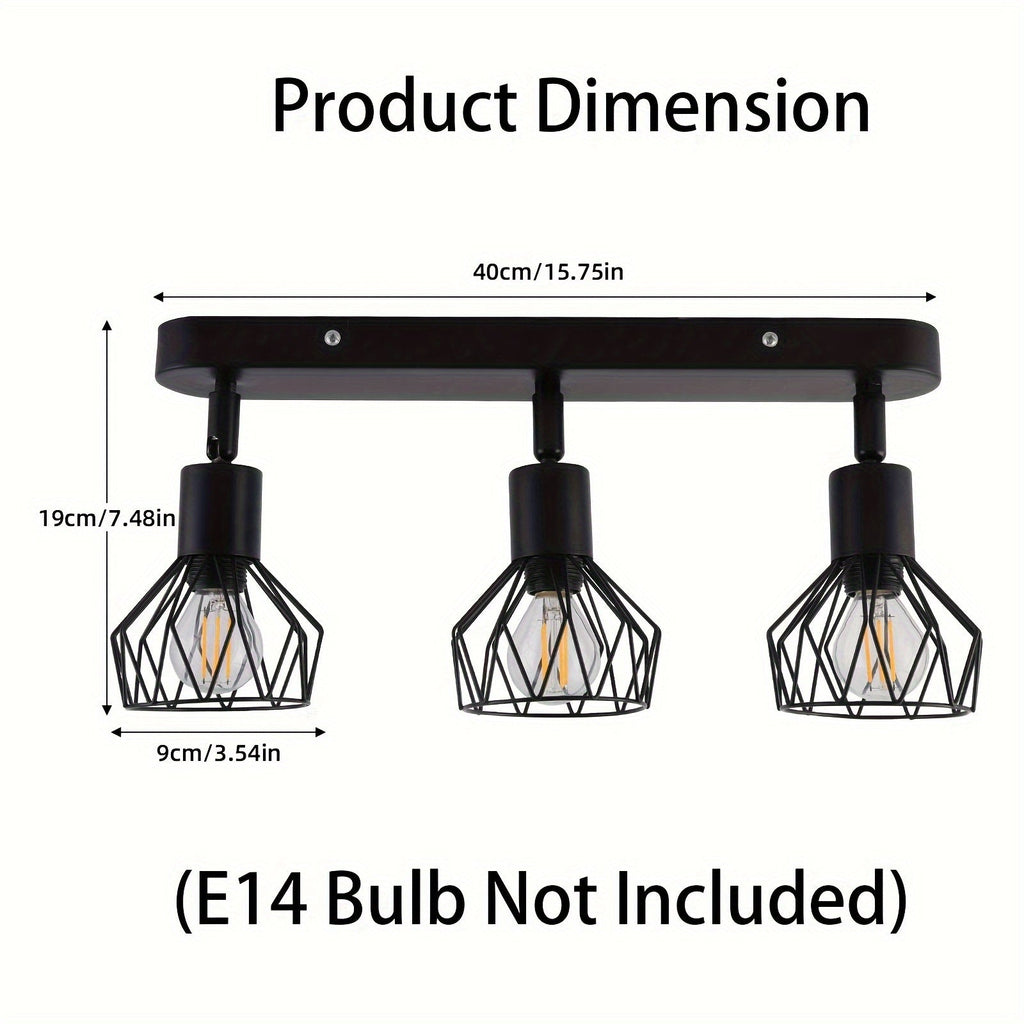 Plafonnier 3 spots orientables | Métal noir industriel
