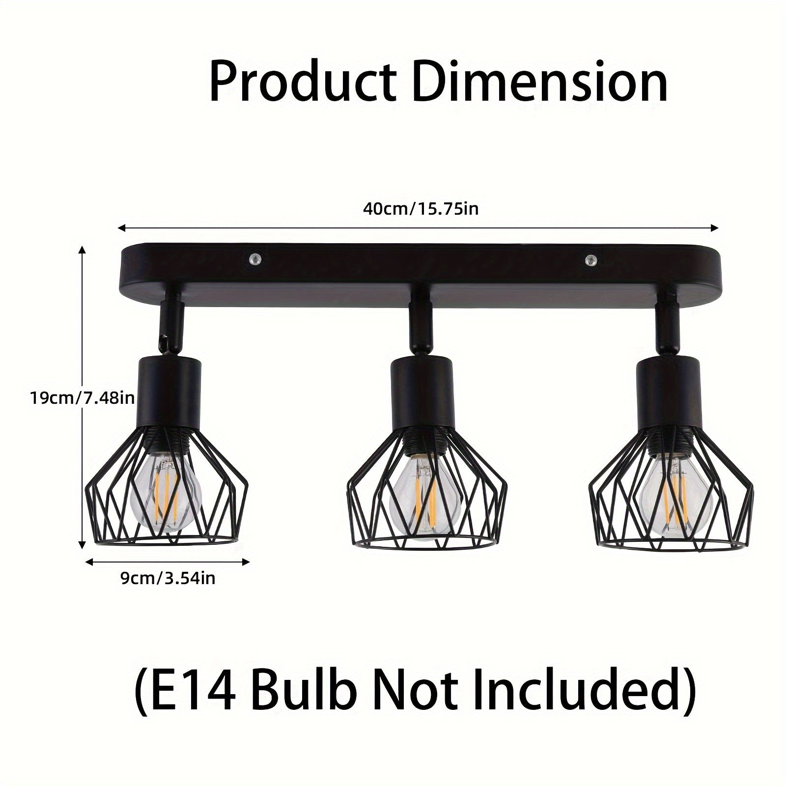 Plafonnier 3 spots orientables | Métal noir industriel