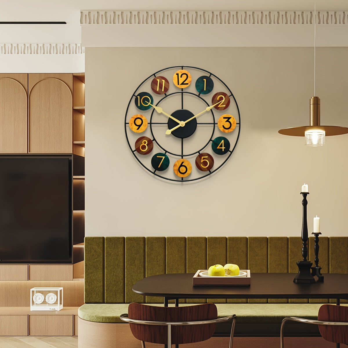 Horloge murale en métal coloré | Rétro en fer, Ø 37 cm