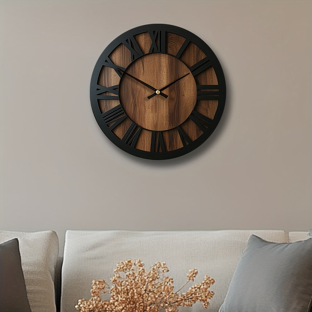 Horloge murale en bois vintage | Chiffres romains, 3 tailles