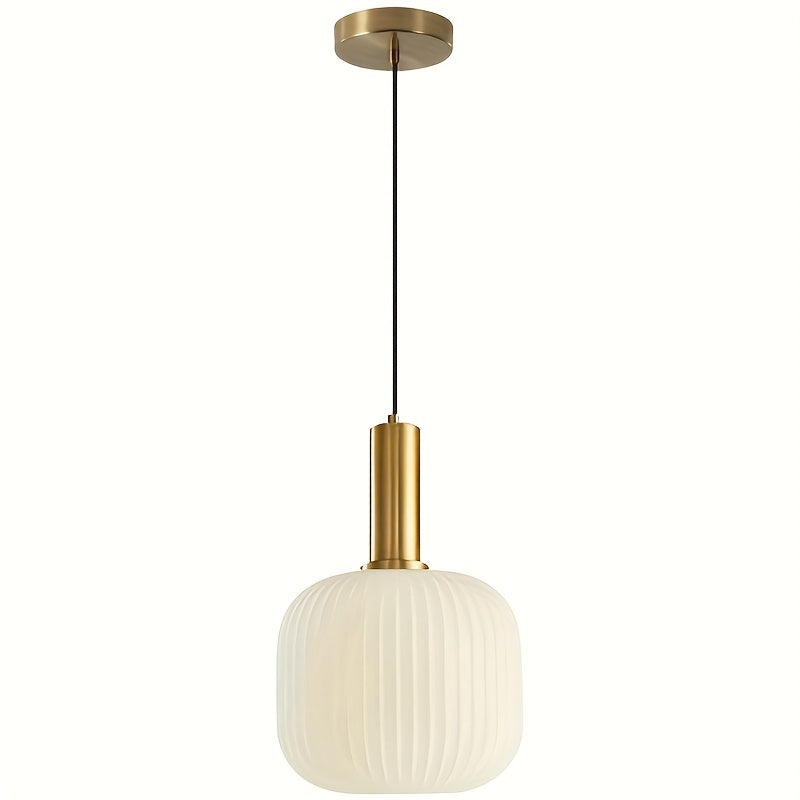 Suspension en verre strié | Laiton poli, 20 × 30 cm