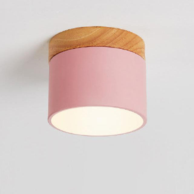 Plafonnier LED scandinave Macaron | Bois naturel, 7 coloris