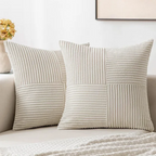 Housse de coussin en velours côtelé | 45 × 45 cm, rayée