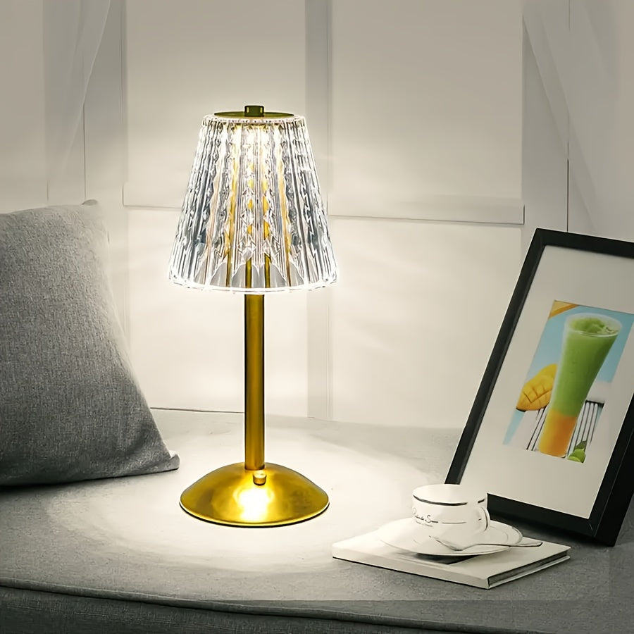 Lampe à poser en cristal | Rechargeable USB, 3 teintes