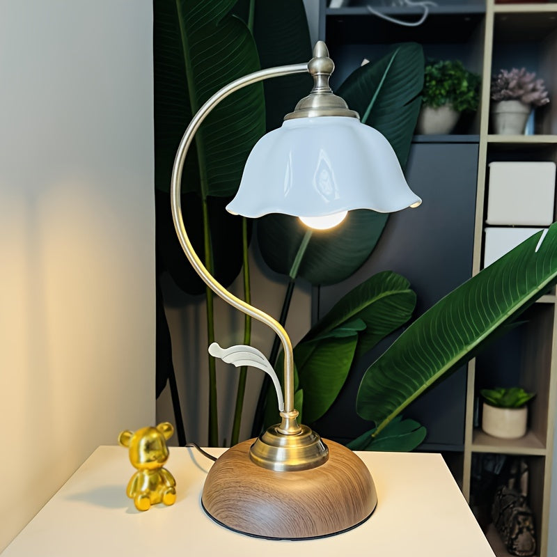 Lampe à poser col de cygne | Laiton ancien vintage, USB