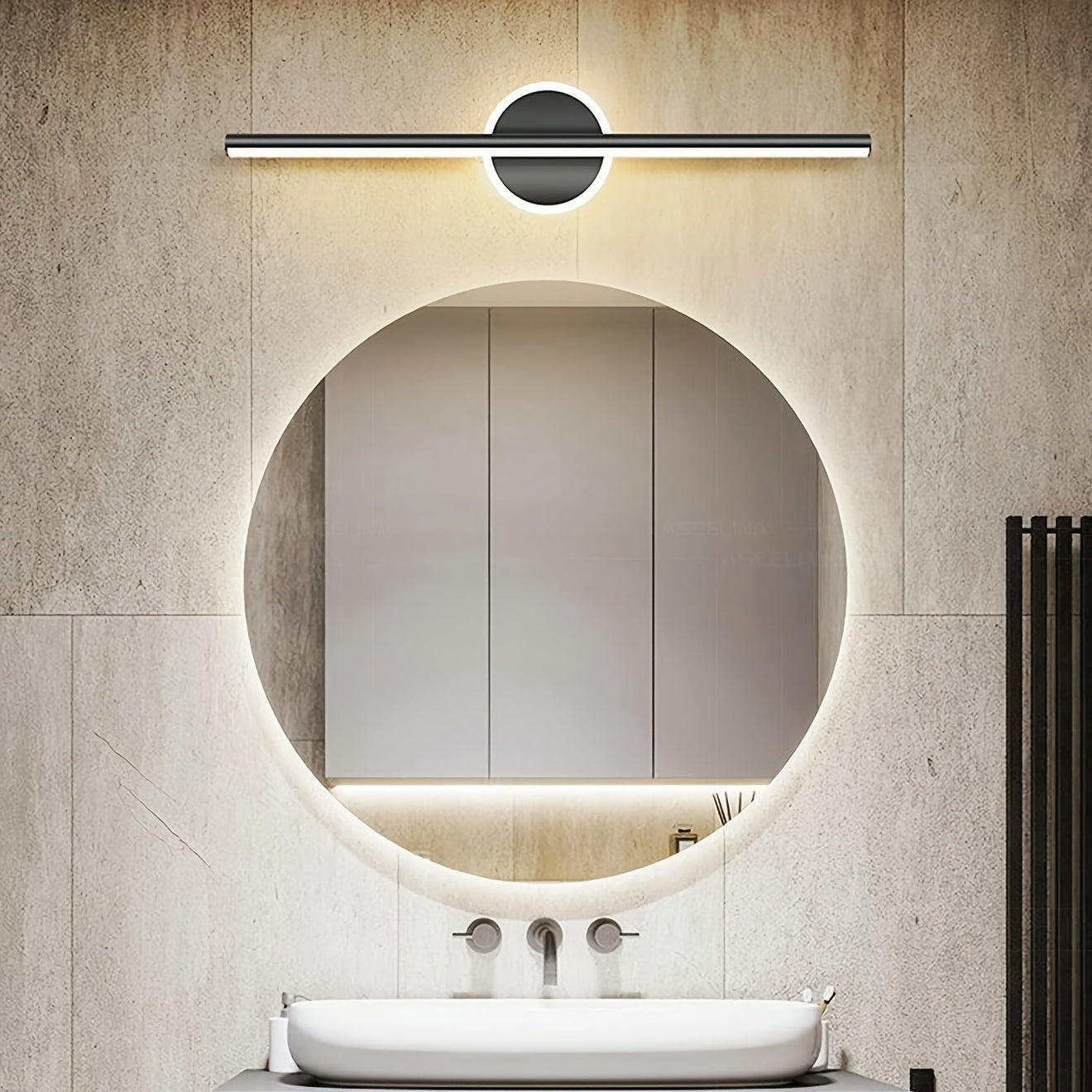 Applique LED pour miroir 60 cm | Barre linéaire noire ou dorée