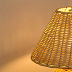 Lampe de bureau en bambou tressé | USB 5 V, esprit boho
