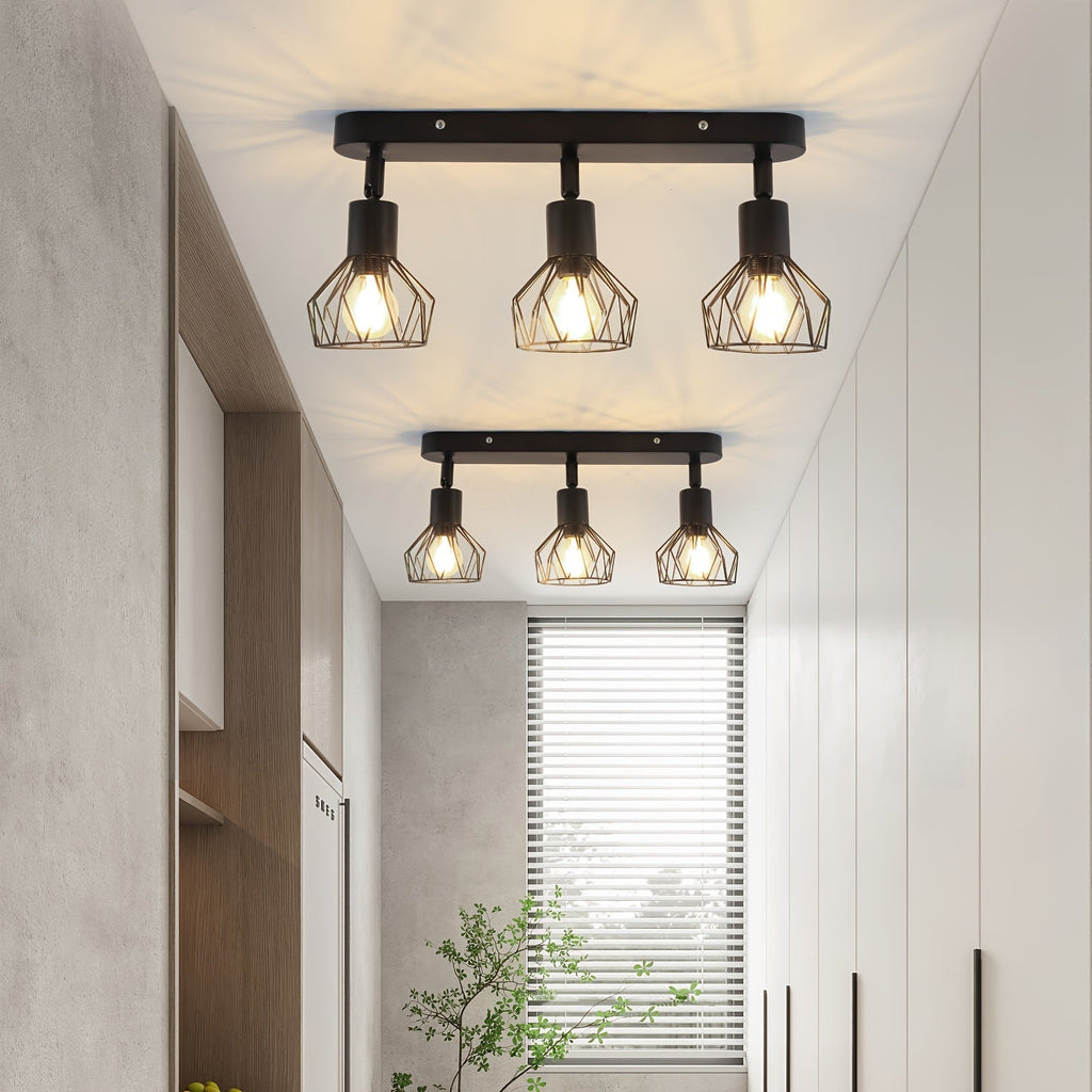 Plafonnier 3 spots orientables | Métal noir industriel