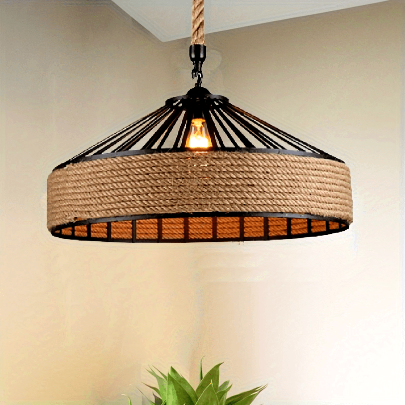 Suspension en corde de chanvre | Campagne vintage, Ø 30 cm