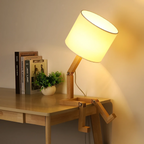 Lampe à poser Rilna | Bois massif articulé, H 47 cm