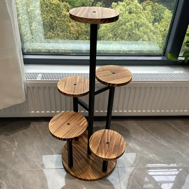 Verdura | Support à plantes rond 6 niveaux en bois massif