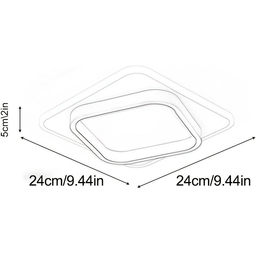 Plafonnier LED carré 24 cm | 22 W blanc chaud, profil 5 cm