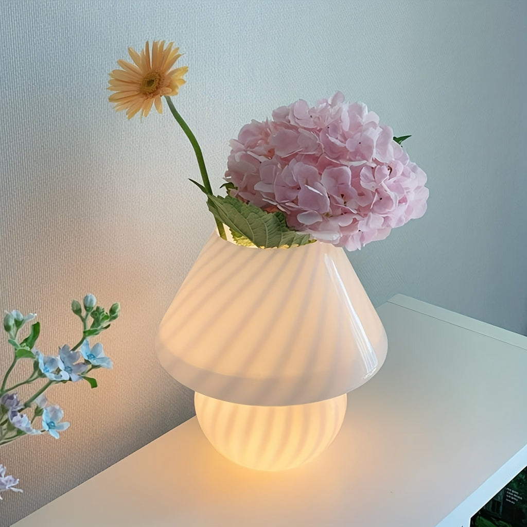 Lampe champignon en verre façon Murano | USB, H 18 cm