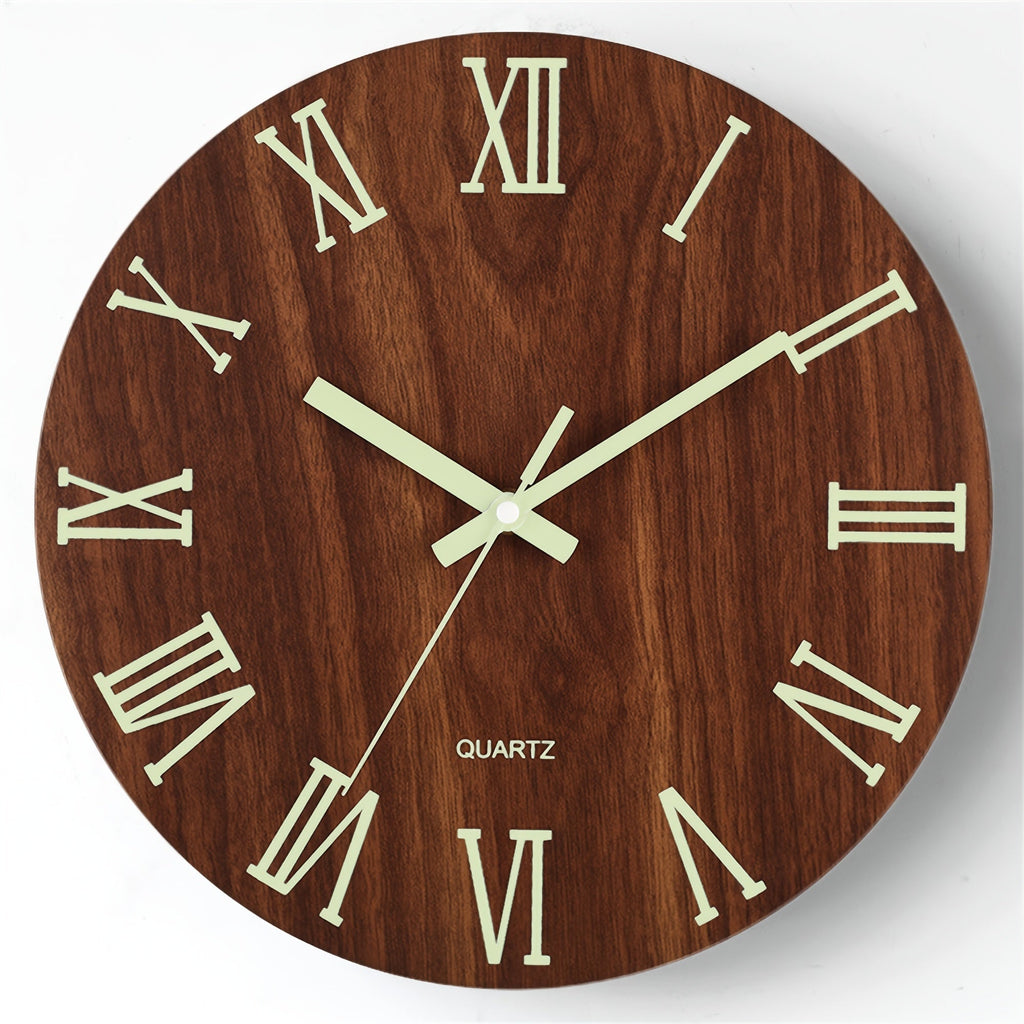 Horloge murale lumineuse en noyer | Quartz silencieux 30,5 cm