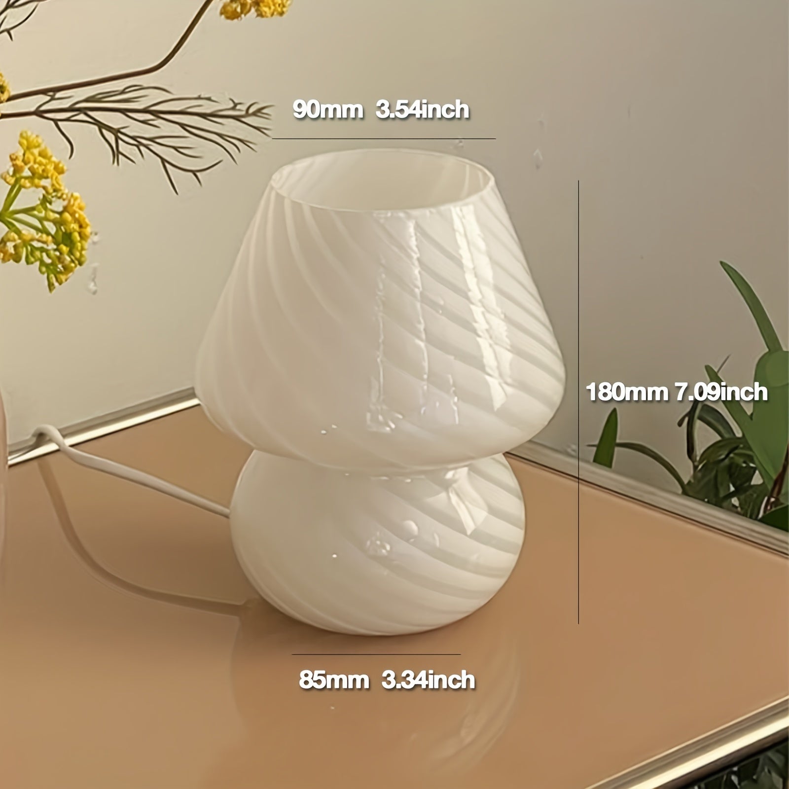 Lampe champignon en verre façon Murano | USB, H 18 cm