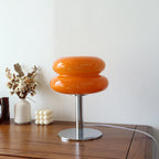 Lampe à poser en verre design italien | Dôme et pied chromé