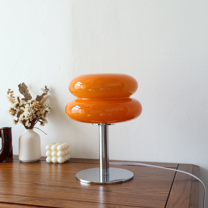 Lampe à poser en verre design italien | Dôme et pied chromé