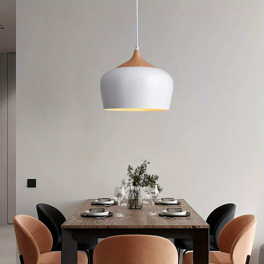 Suspension scandinave | Fer et effet bois, Ø 30 cm
