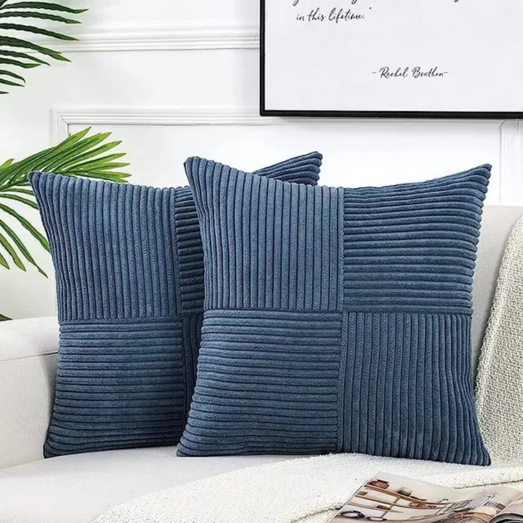 Housse de coussin en velours côtelé | 45 × 45 cm, rayée