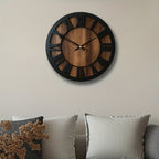 Horloge murale en bois vintage | Chiffres romains, 3 tailles