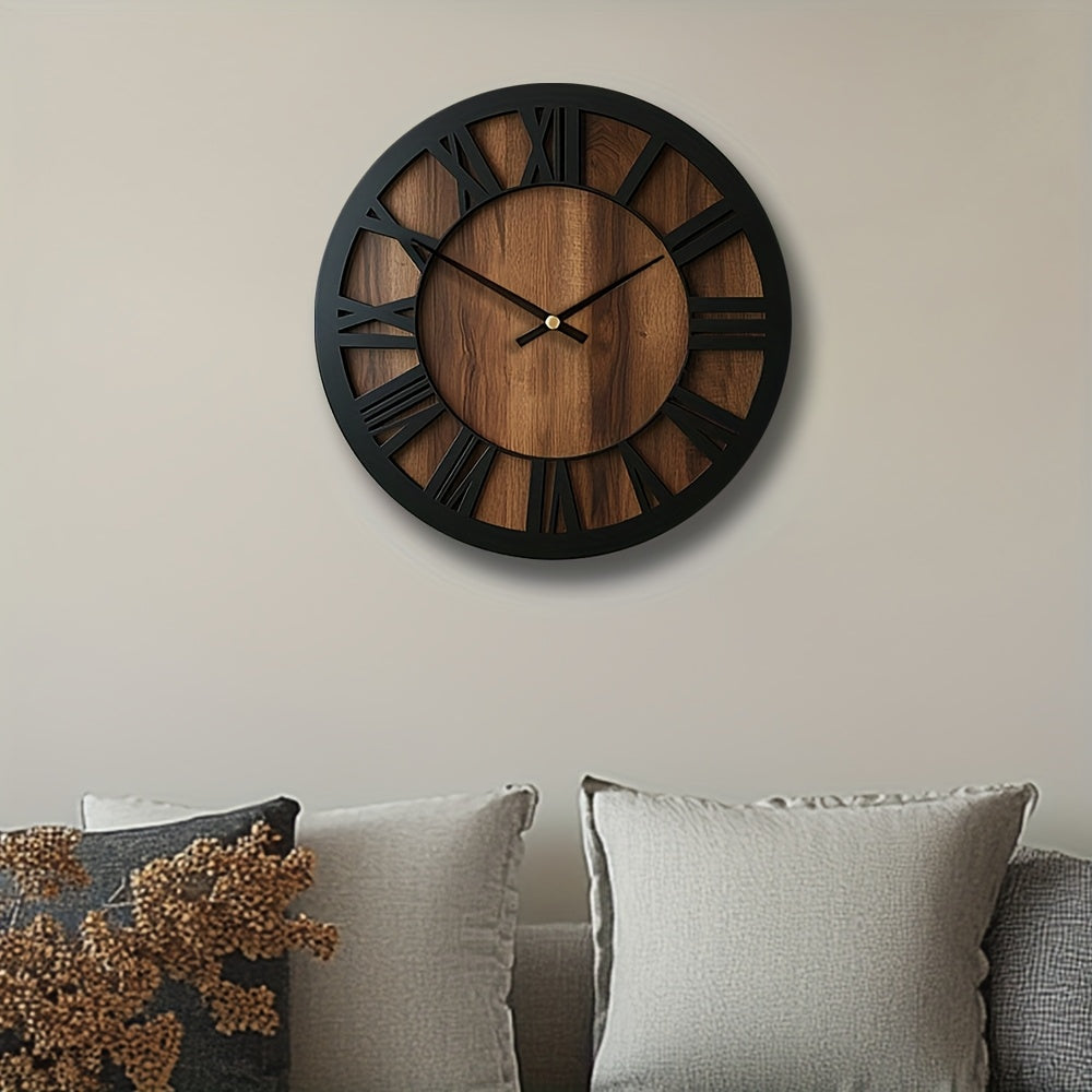 Horloge murale en bois vintage | Chiffres romains, 3 tailles