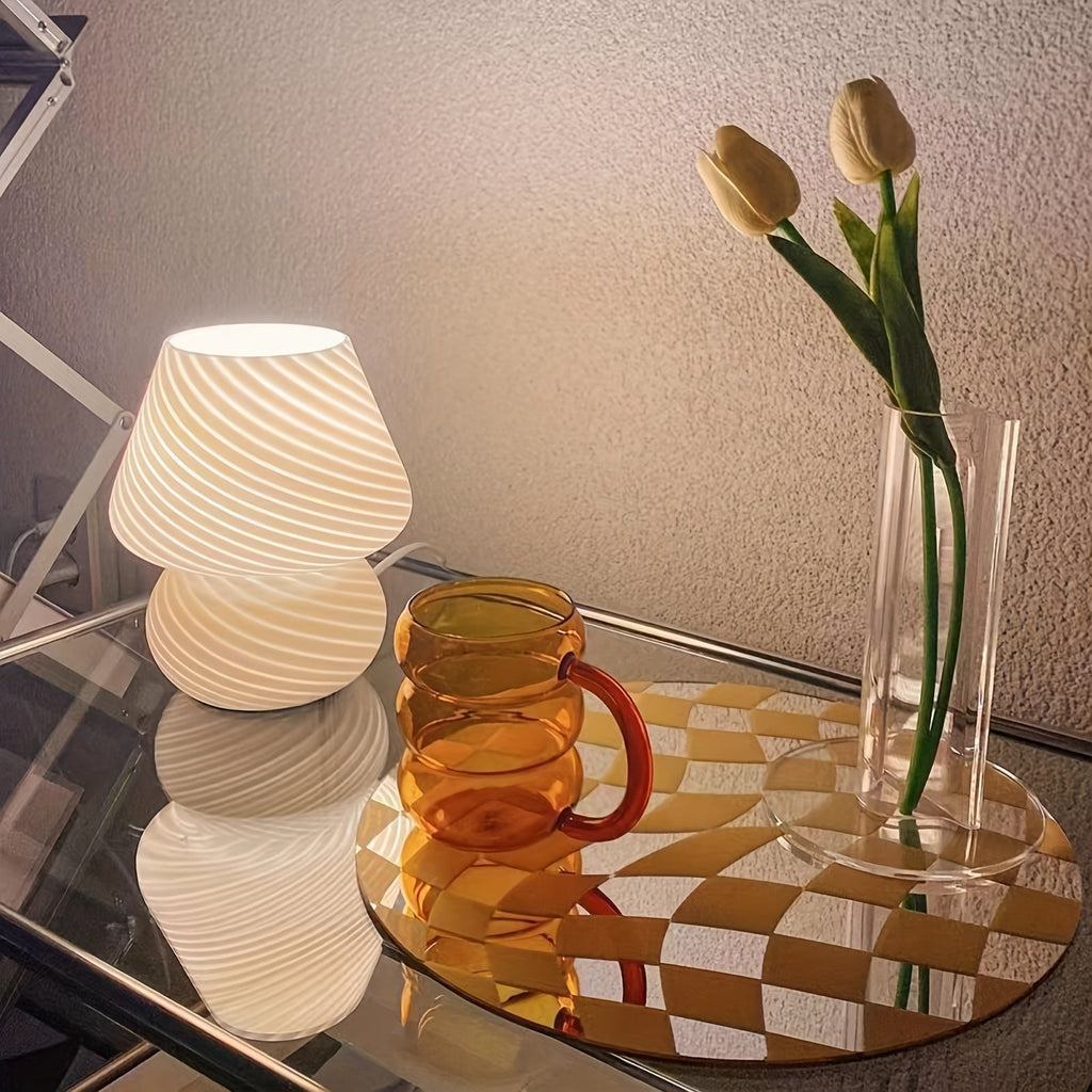 Lampe champignon en verre façon Murano | USB, H 18 cm