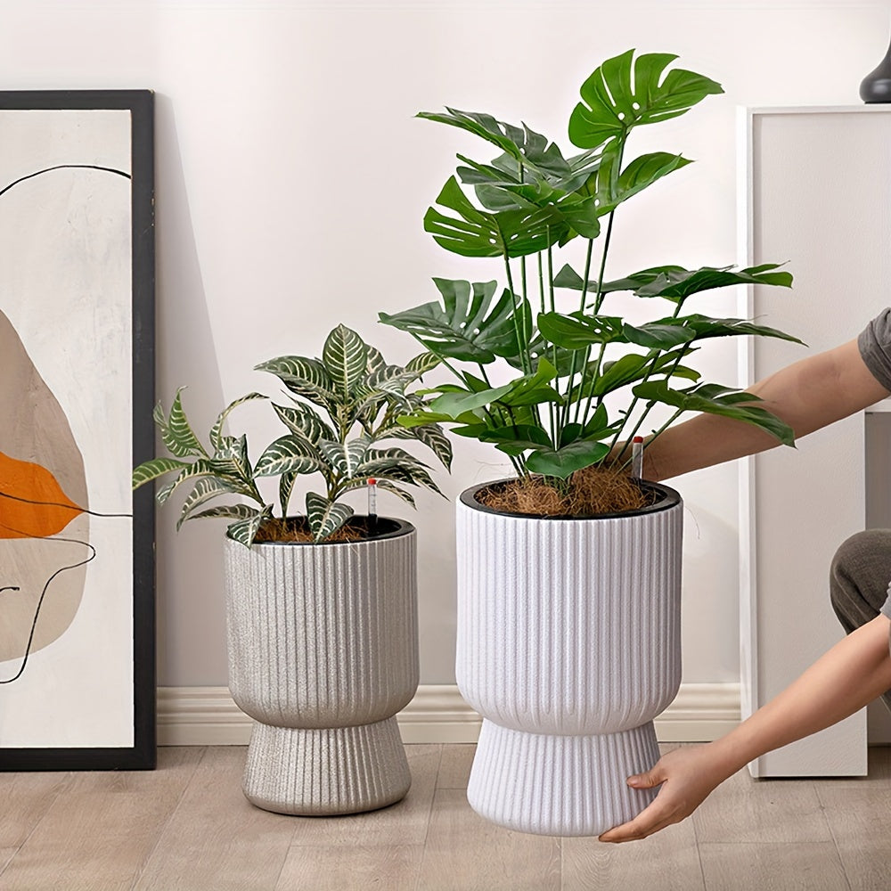 Cache-pot à réserve d’eau blanc | Indicateur de niveau