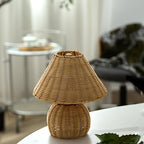 Lampe de bureau en bambou tressé | USB 5 V, esprit boho