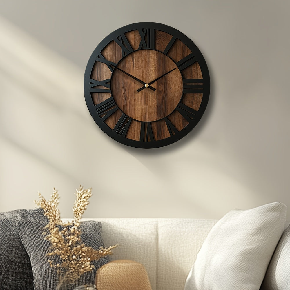 Horloge murale en bois vintage | Chiffres romains, 3 tailles
