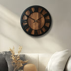 Horloge murale en bois vintage | Chiffres romains, 3 tailles