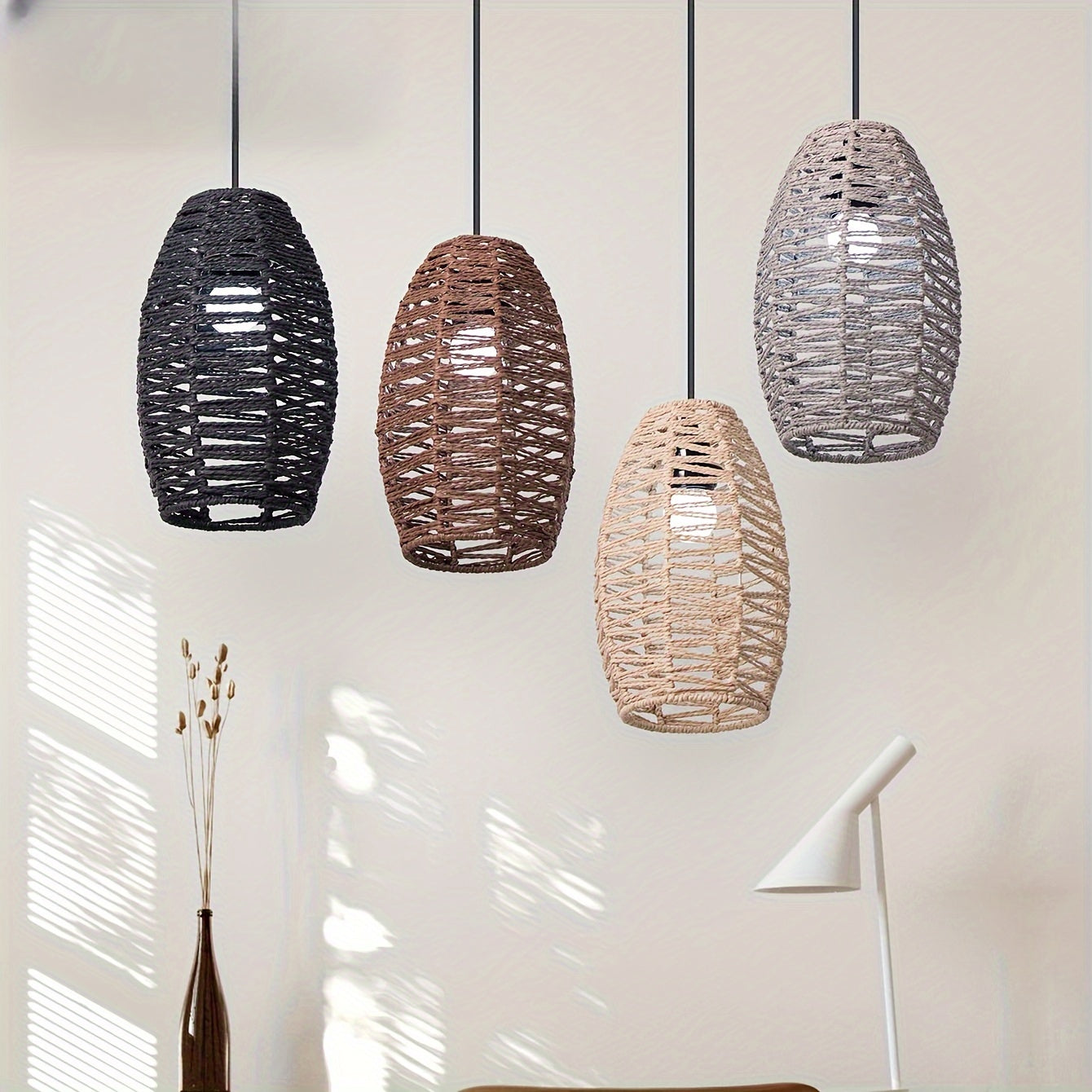 Abat-jour de suspension tressé | Corde naturelle, 4 coloris