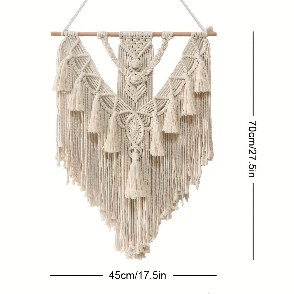 Tenture murale en macramé | Bohème, 70 × 45 cm