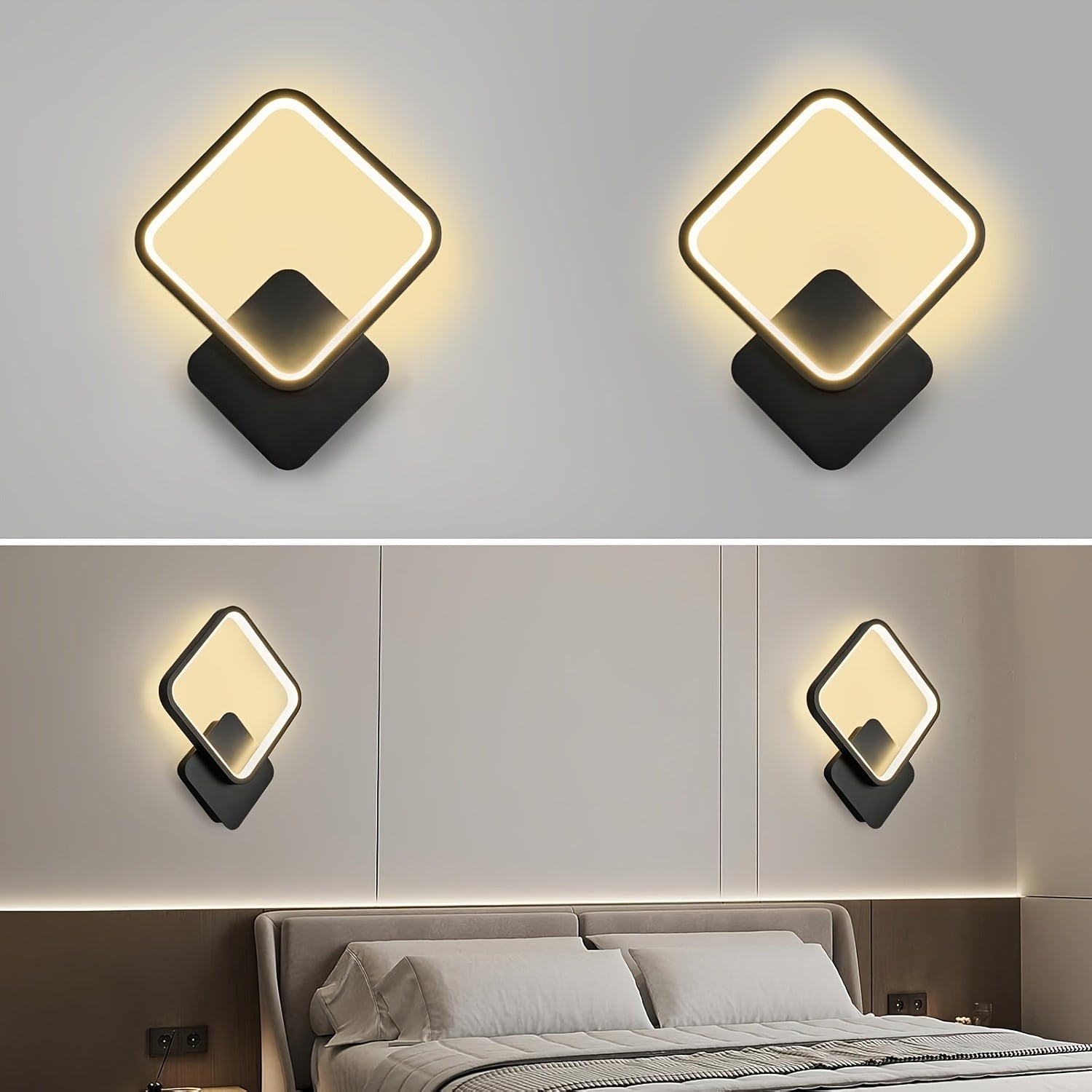 Applique murale LED carrée 25 × 29 cm | 14 W, 3 teintes