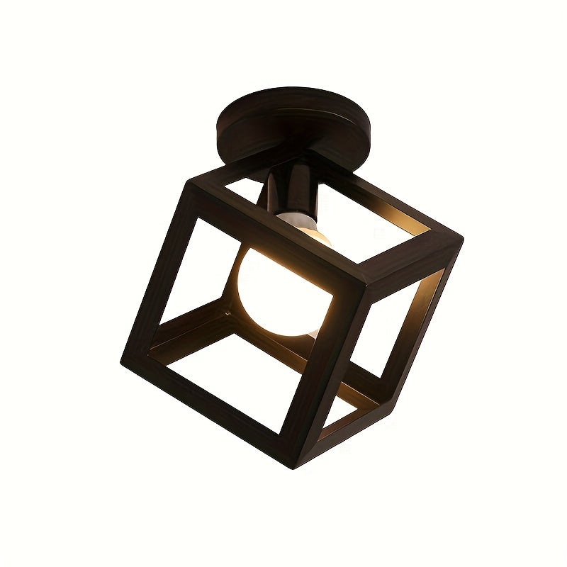 Plafonnier Cube géométrique | Métal noir mat E27, 30 cm