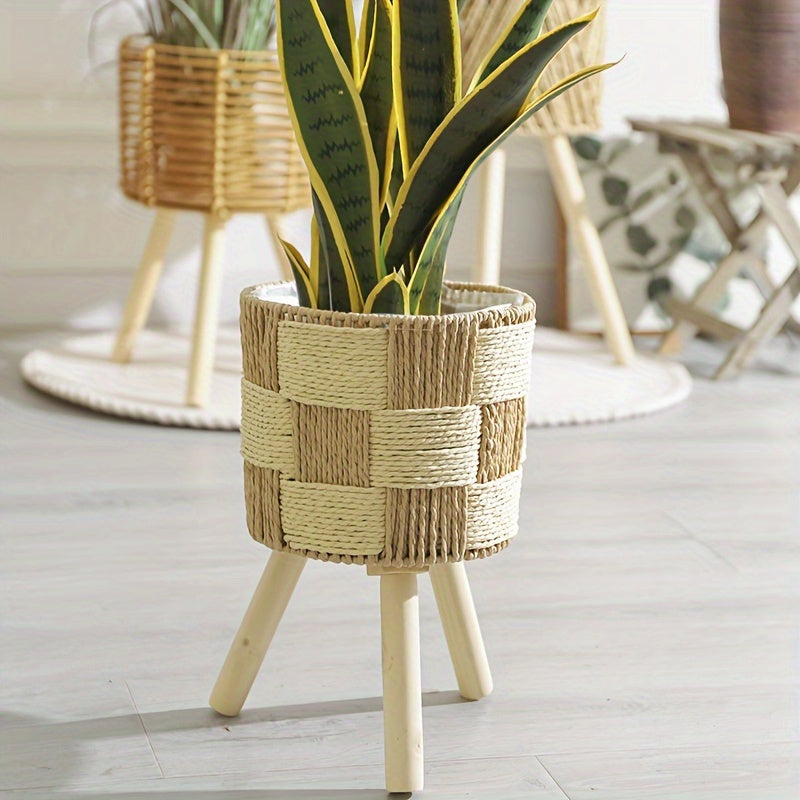 Support à plantes en bambou tressé | Cache-pot bohème