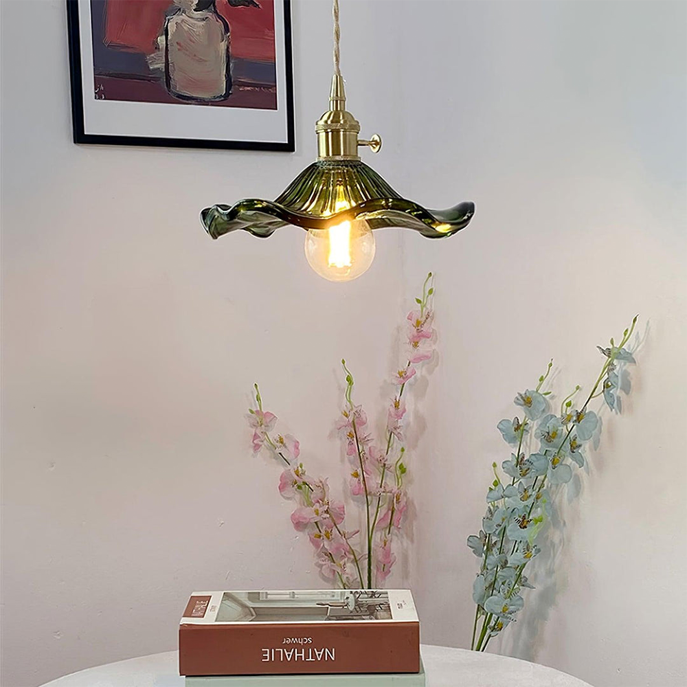 Suspension en verre fleur | Abat-jour Ø25 cm, 3 coloris