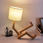 Lampe à poser Rilna | Bois massif articulé, H 47 cm
