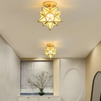 Plafonnier LED Xelio | Étoile géométrique en métal et verre