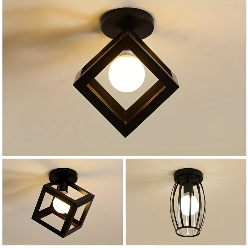 Plafonnier Cube géométrique | Métal noir mat E27, 30 cm