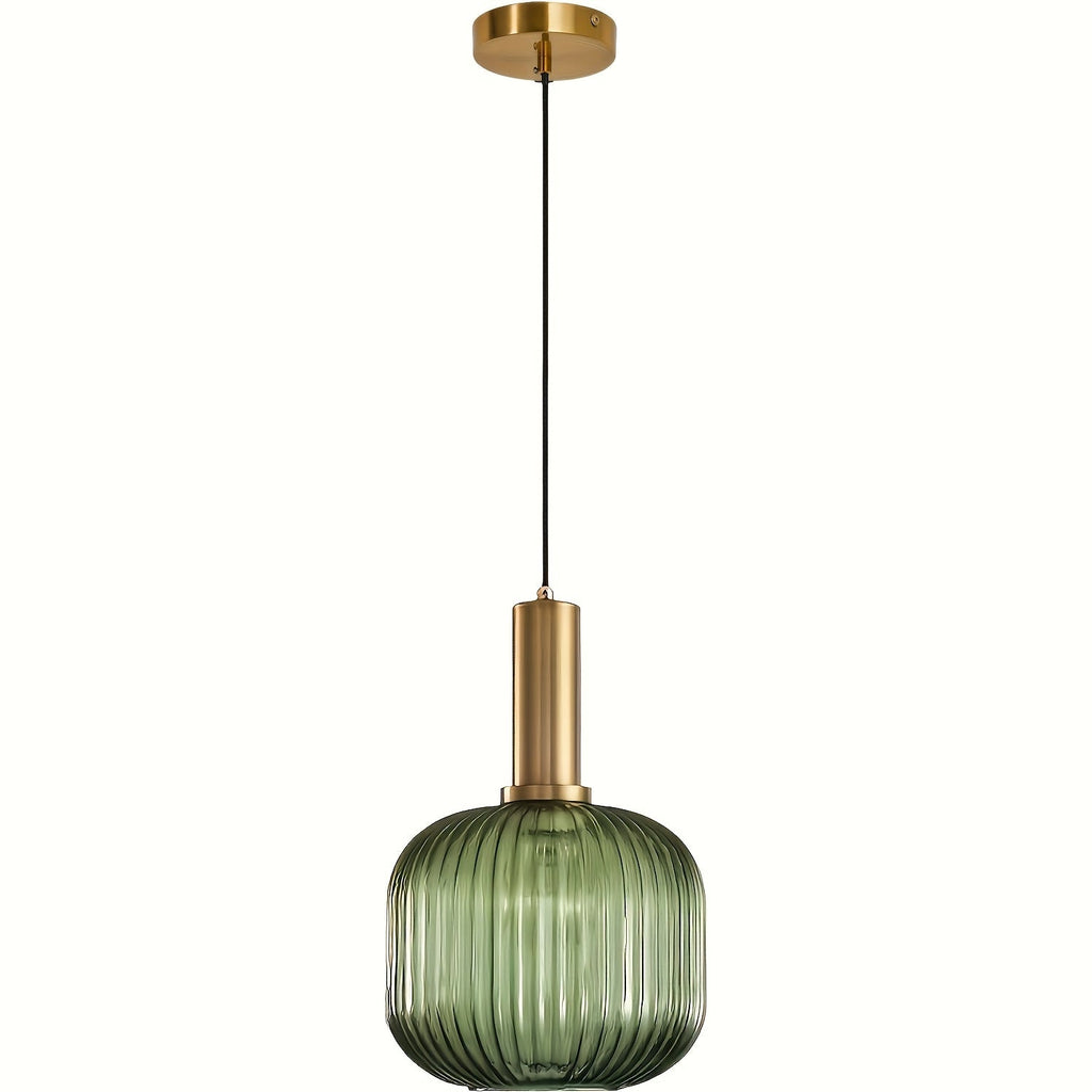 Suspension en verre strié | Laiton poli, 20 × 30 cm